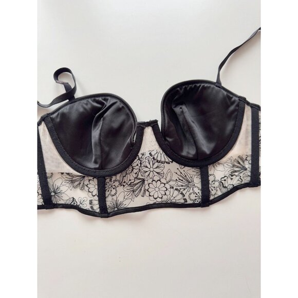NWT VICTORIA'S SECRET Very Sexy Floral Embroidered Push-Up Bustier Bra, Size 32D - Picture 9 of 16
